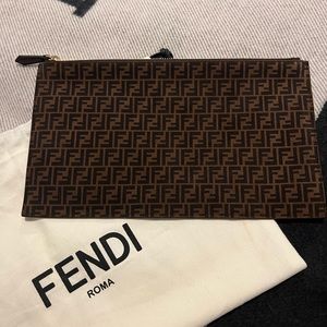 fendi FF motif flat clutch